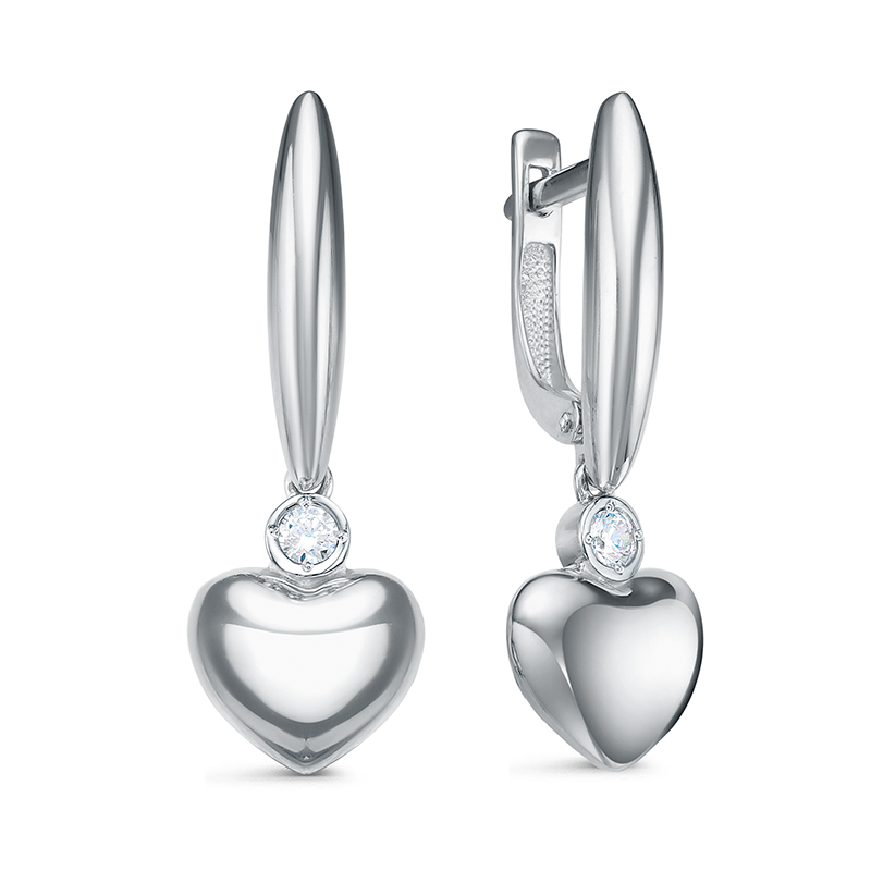 Серьги из серебра с фианитами