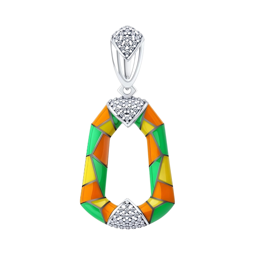 Ювелирное изделие - Подвеска из серебра с фианитами и эмалью в магазине Best-Gold 152853