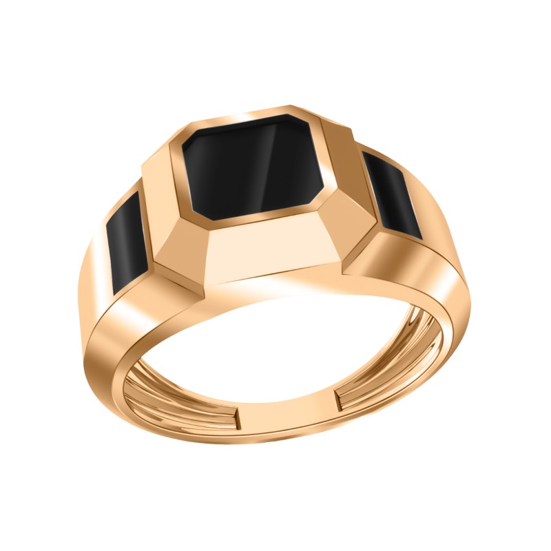 Ювелирное изделие - Печатка мужская из красного золота с ониксом в магазине Best-Gold 155949