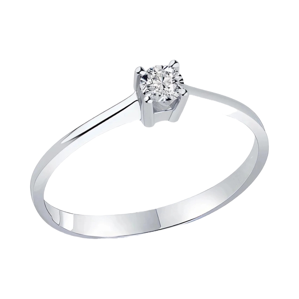 Ювелирное изделие - Помолвочное кольцо в белом золоте с бриллиантом в магазине Best-Gold 129247