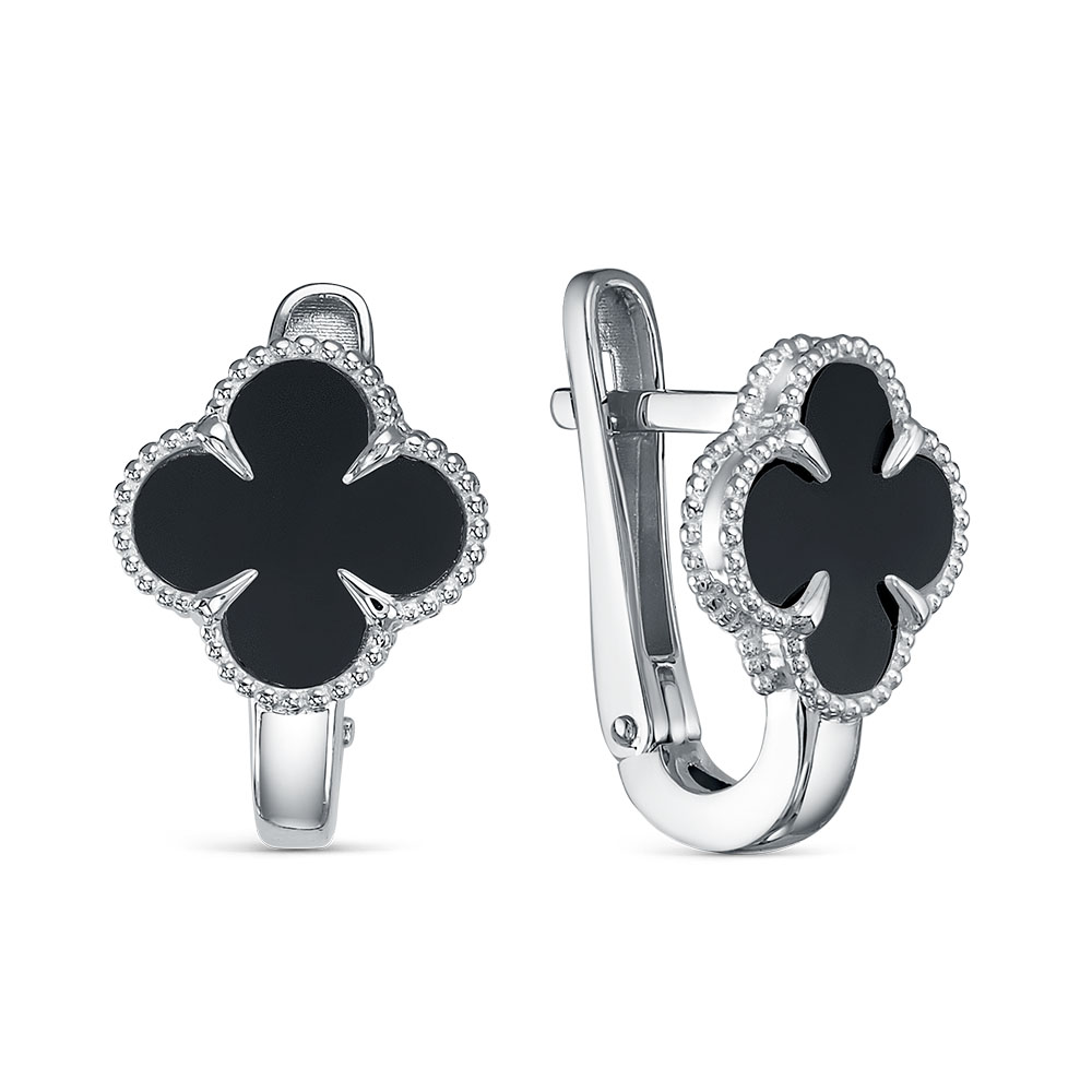 Серьги из серебра с ониксом