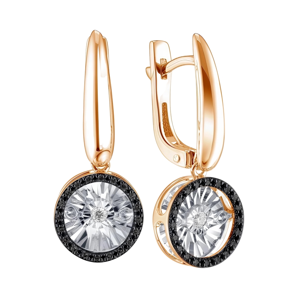 Ювелирное изделие - Серьги из красного золота с бриллиантами в магазине Best-Gold 123647