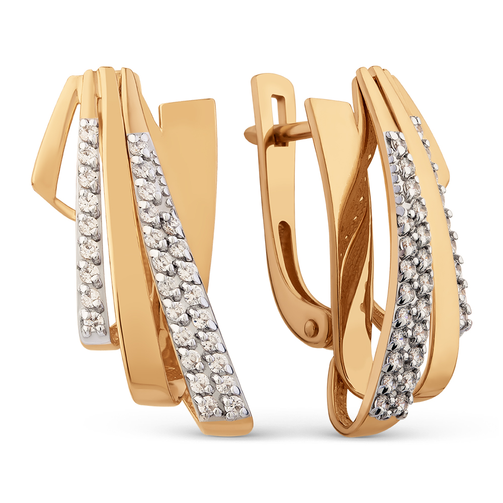 Ювелирное изделие - Серьги из красного золота с фианитами в магазине Best-Gold 151587