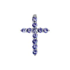 Ювелирное изделие - Крест из белого золота с танзанитами в магазине Best-Gold 030942
