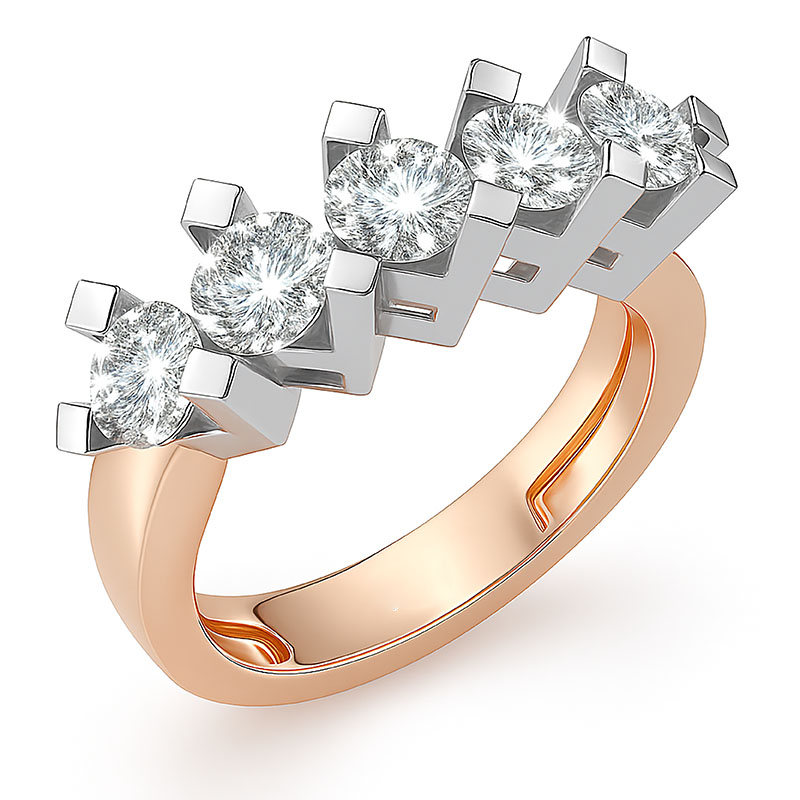 Кольцо из красного золота с бриллиантами