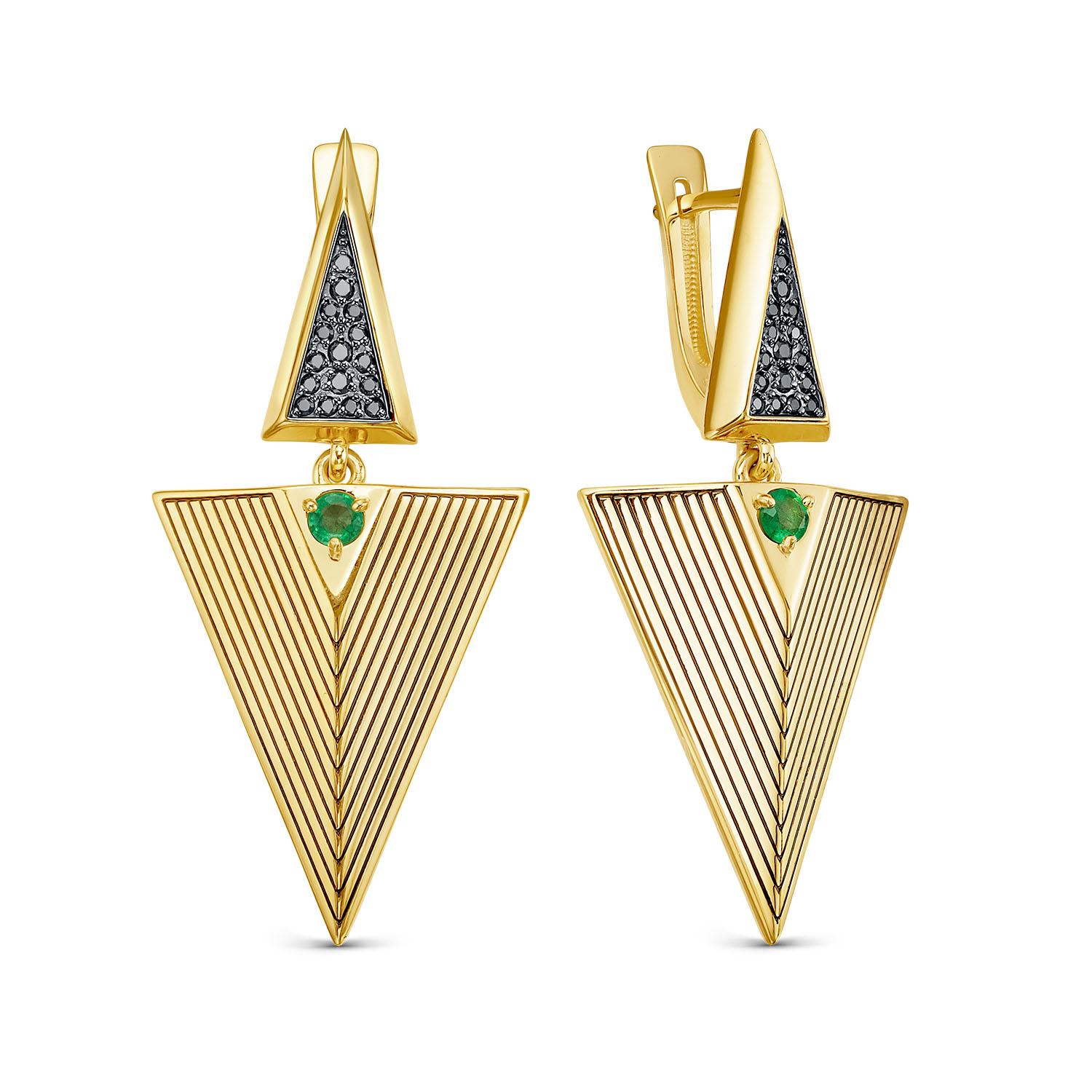 Ювелирное изделие - Серьги из серебра с изумрудом в магазине Best-Gold 156904