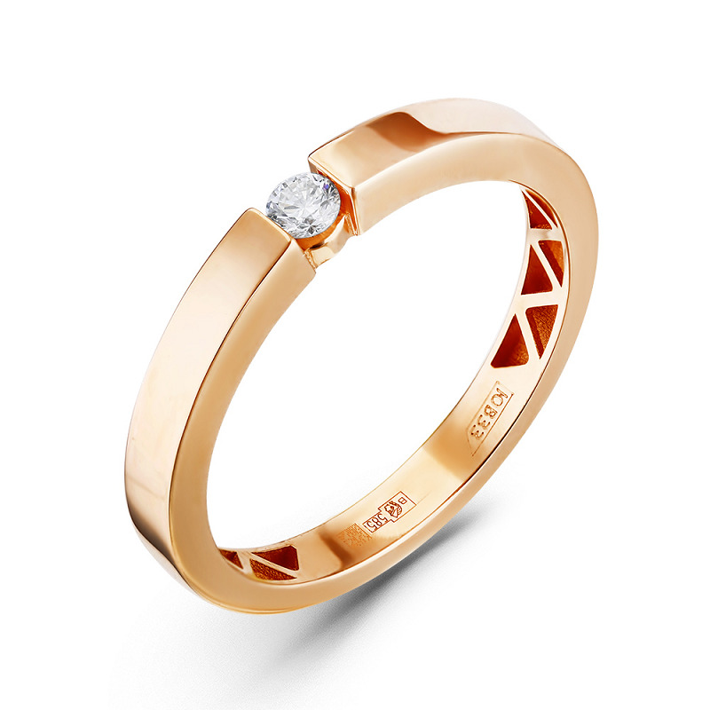 Ювелирное изделие - Кольцо помолвочное из красного золота с бриллиантом в магазине Best-Gold 155587