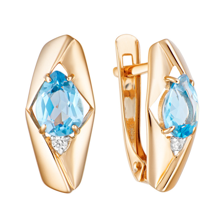 Ювелирное изделие - Серьги из красного золота с топазами и фианитами в магазине Best-Gold 031240