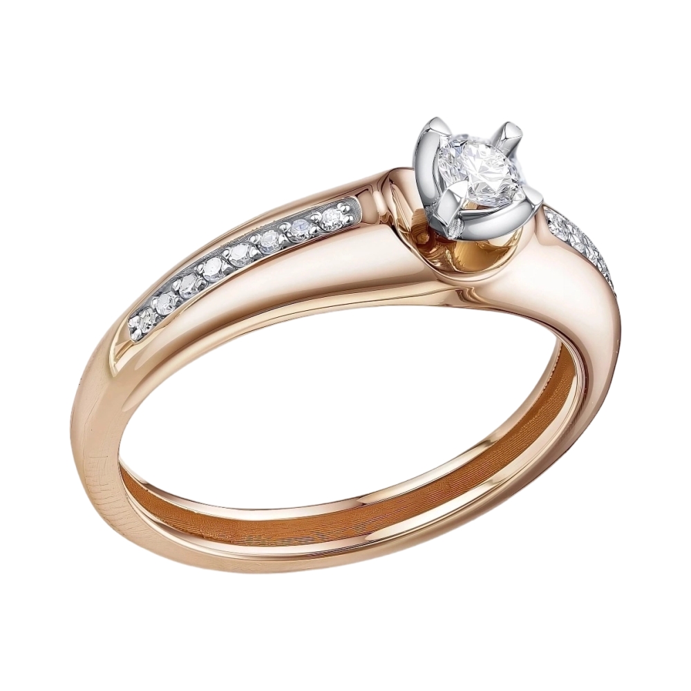 Ювелирное изделие - Кольцо из комбинированного золота с бриллиантами в магазине Best-Gold 083156