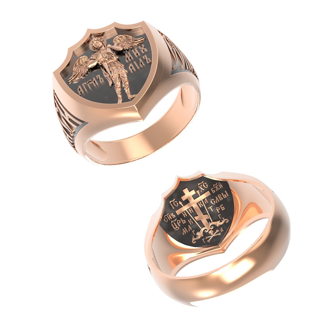 Печатка мужская из красного золота