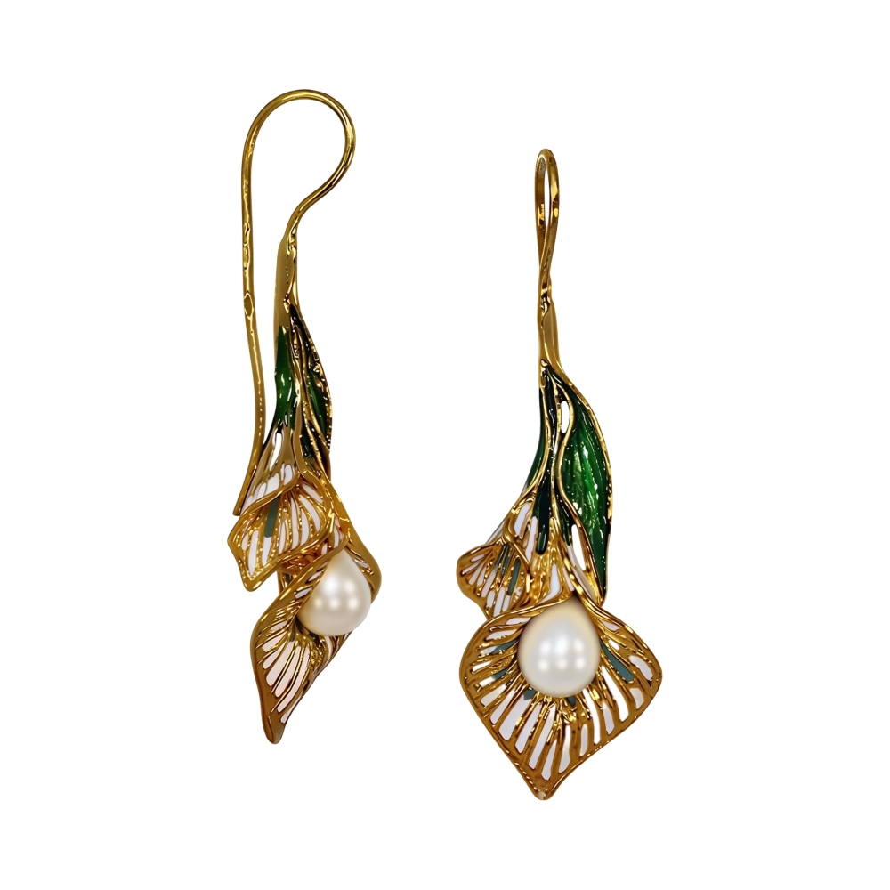 Ювелирное изделие - Серьги из серебра с жемчугом и фианитами в магазине Best-Gold 142761