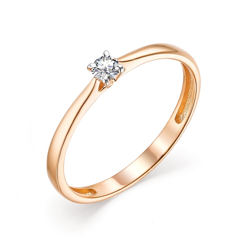 Кольцо помолвочное из красного золота с бриллиантом