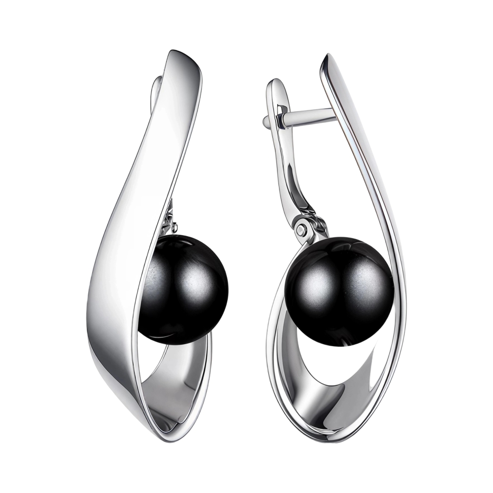 Ювелирное изделие - Серьги из серебра с жемчугом в магазине Best-Gold 153916