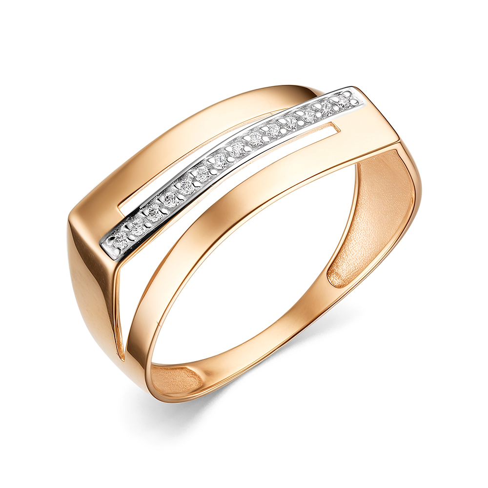 Кольцо из красного золота с фианитами