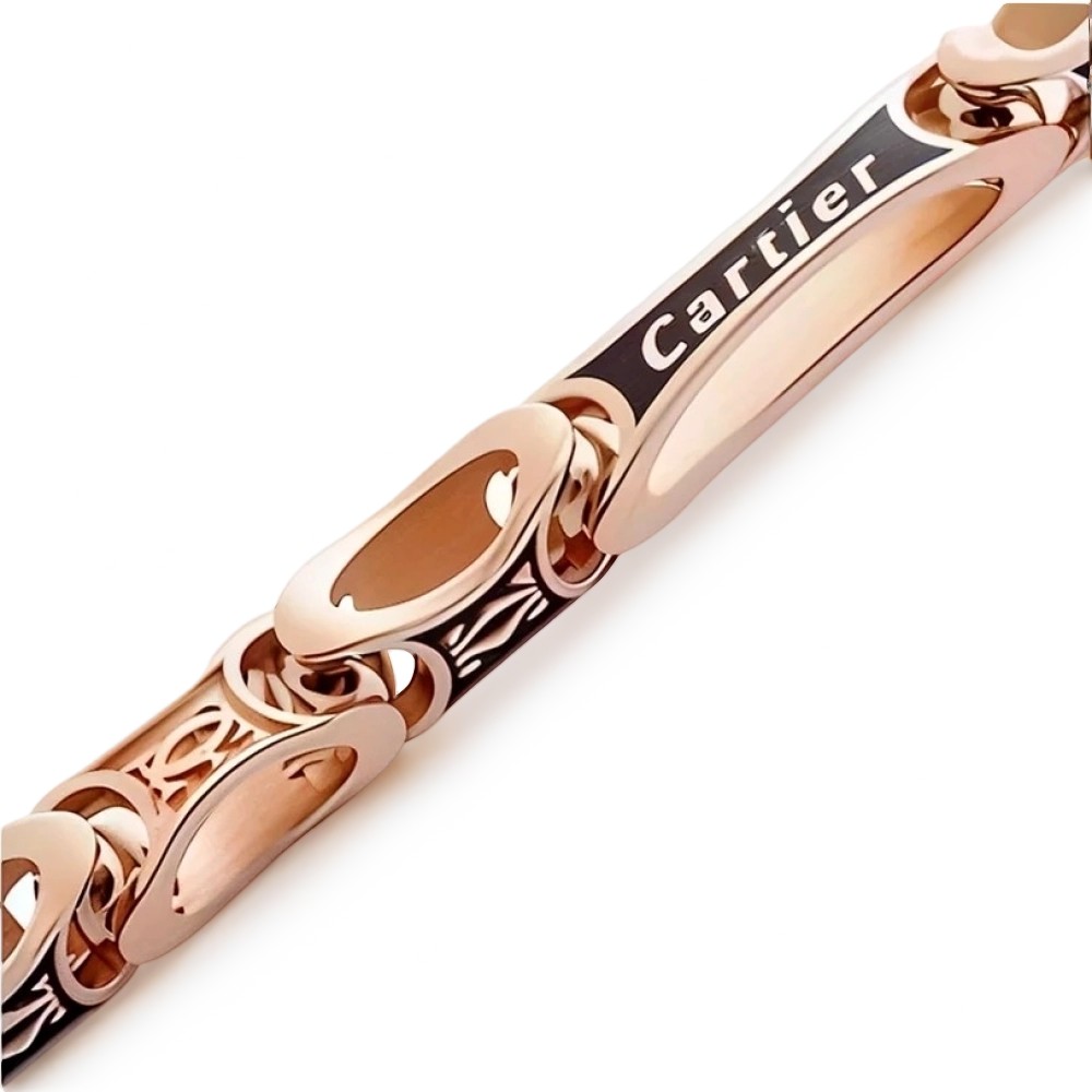 Ювелирное изделие - Цепь из красного золота, плетение Картье с эмалью в магазине Best-Gold 071438