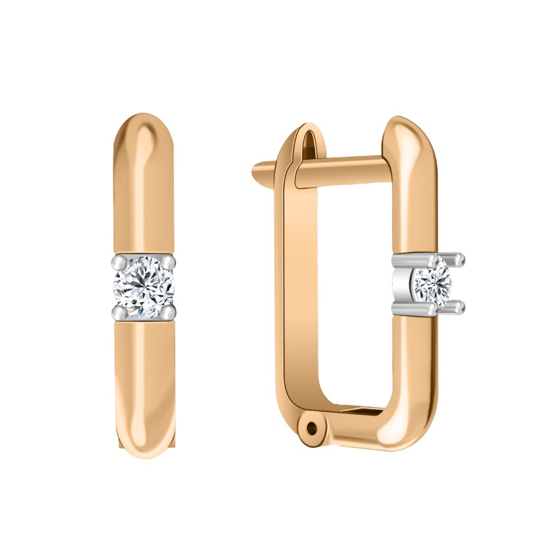 Ювелирное изделие - Серьги из красного золота с фианитами в магазине Best-Gold 155939