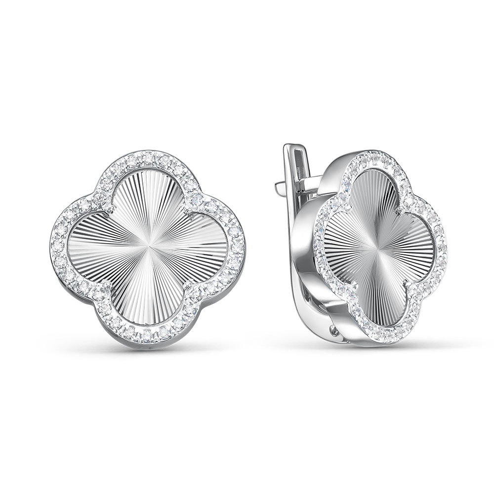 Серьги из серебра с фианитами