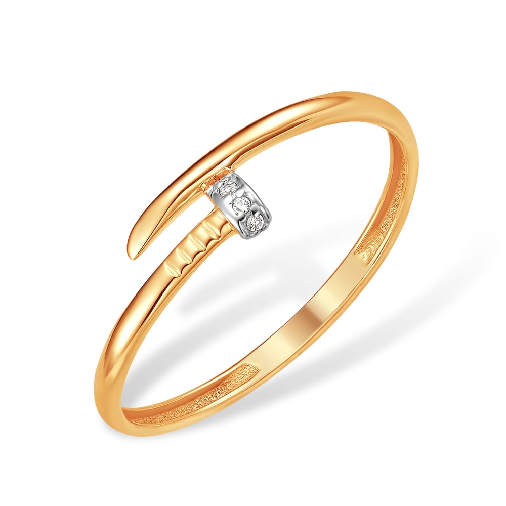 Кольцо из красного золота с фианитами