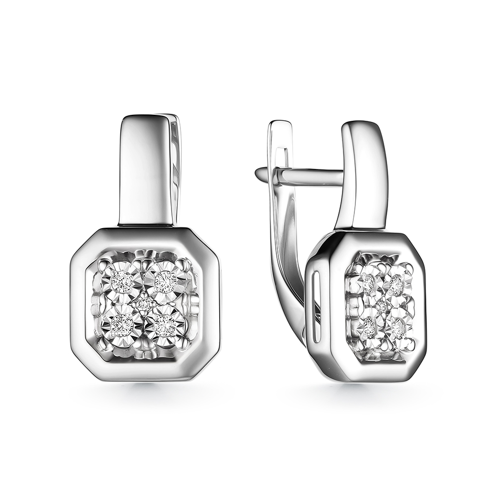 Ювелирное изделие - Серьги из белого золота с бриллиантами в магазине Best-Gold 157325