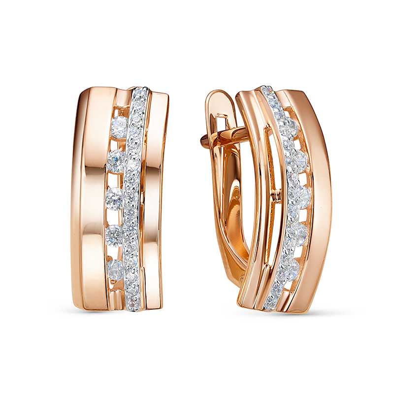 Ювелирное изделие - Серьги из красного золота с фианитами в магазине Best-Gold 133069