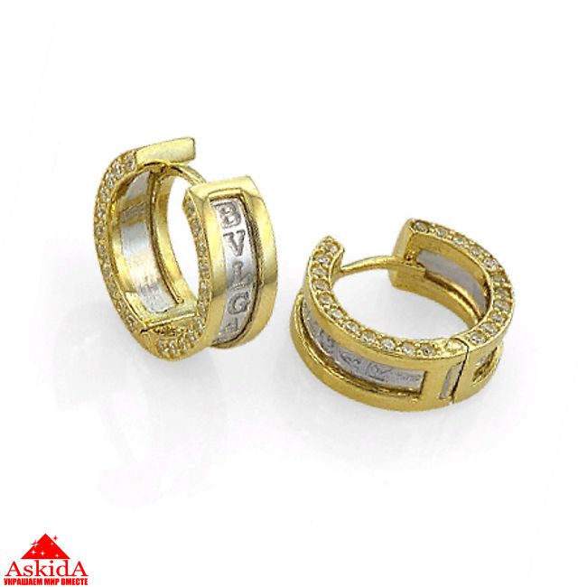 Серьги из желтого золота с фианитами