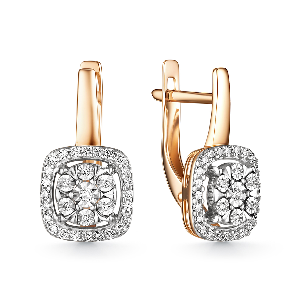 Ювелирное изделие - Серьги из красного золота с бриллиантами в магазине Best-Gold 157329