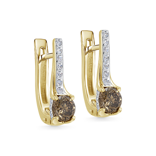 Ювелирное изделие - Серьги из желтого золота с бриллиантами в магазине Best-Gold 127481