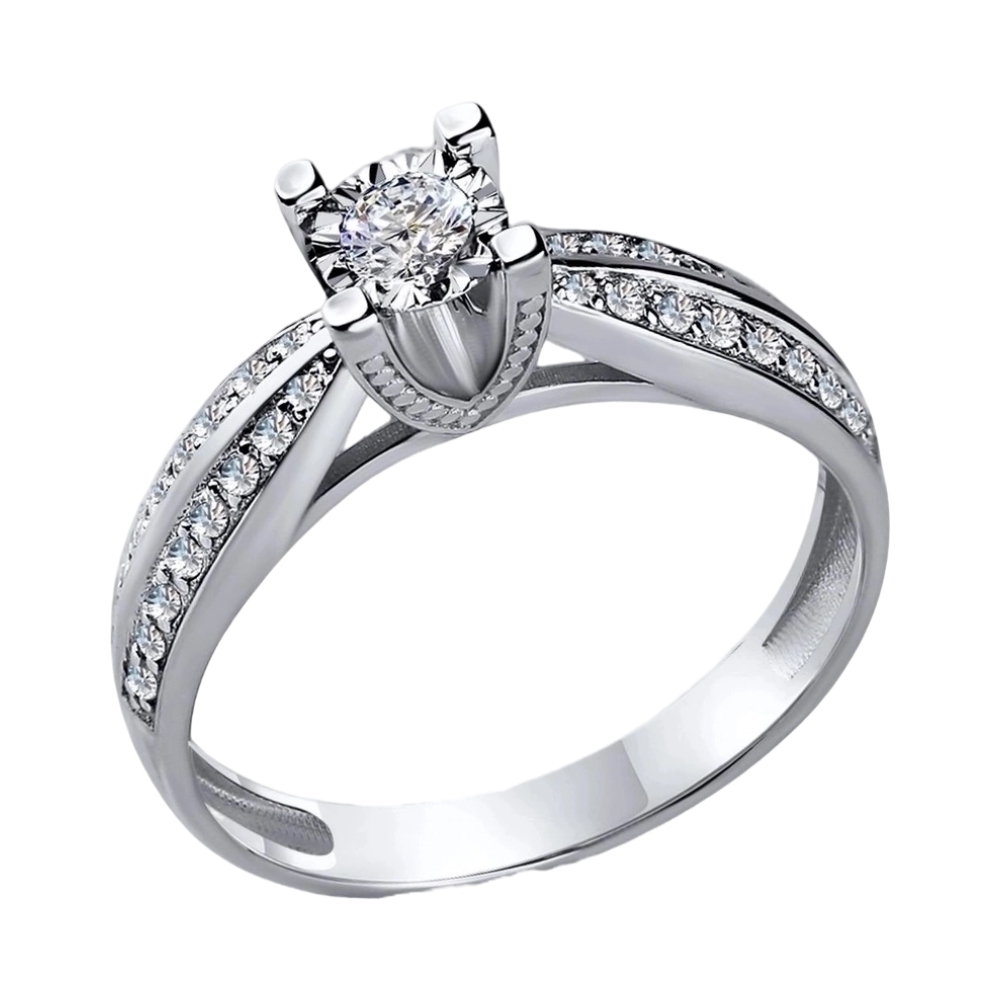 Ювелирное изделие - Помолвочное кольцо в белом золоте с бриллиантами в магазине Best-Gold 129248