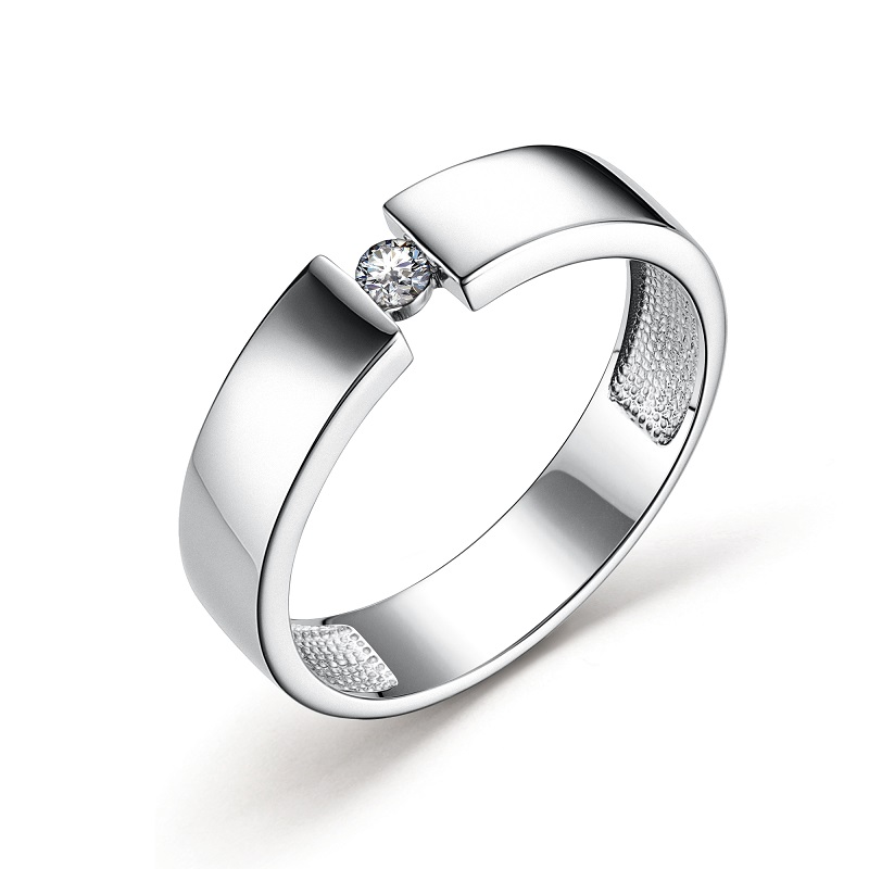 Ювелирное изделие - Кольцо из белого золота с бриллиантом в магазине Best-Gold 155622