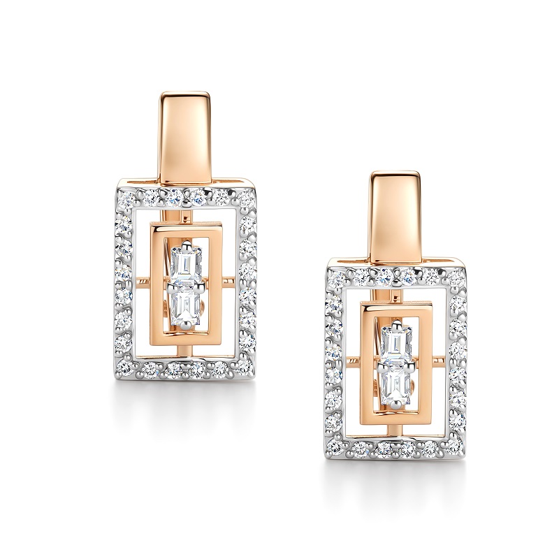 Ювелирное изделие - Серьги из красного золота с бриллиантами в магазине Best-Gold 154402