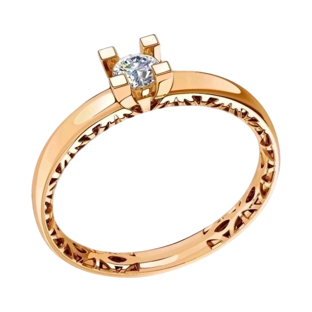 Ювелирное изделие - Кольцо помолвочное из красного золота с фианитами в магазине Best-Gold 126754