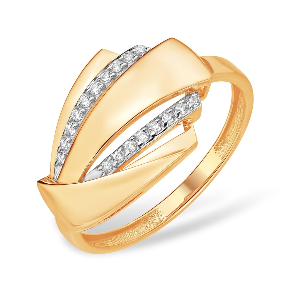 Кольцо из красного золота с фианитами