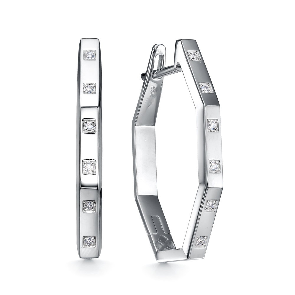 Ювелирное изделие - Серьги из белого золота с бриллиантами в магазине Best-Gold 157732