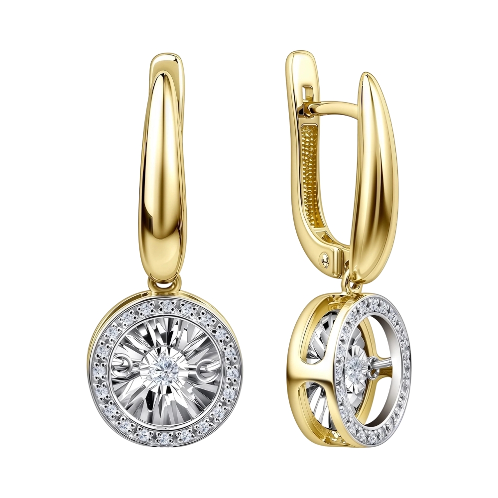 Ювелирное изделие - Серьги из желтого золота с бриллиантами в магазине Best-Gold 156118