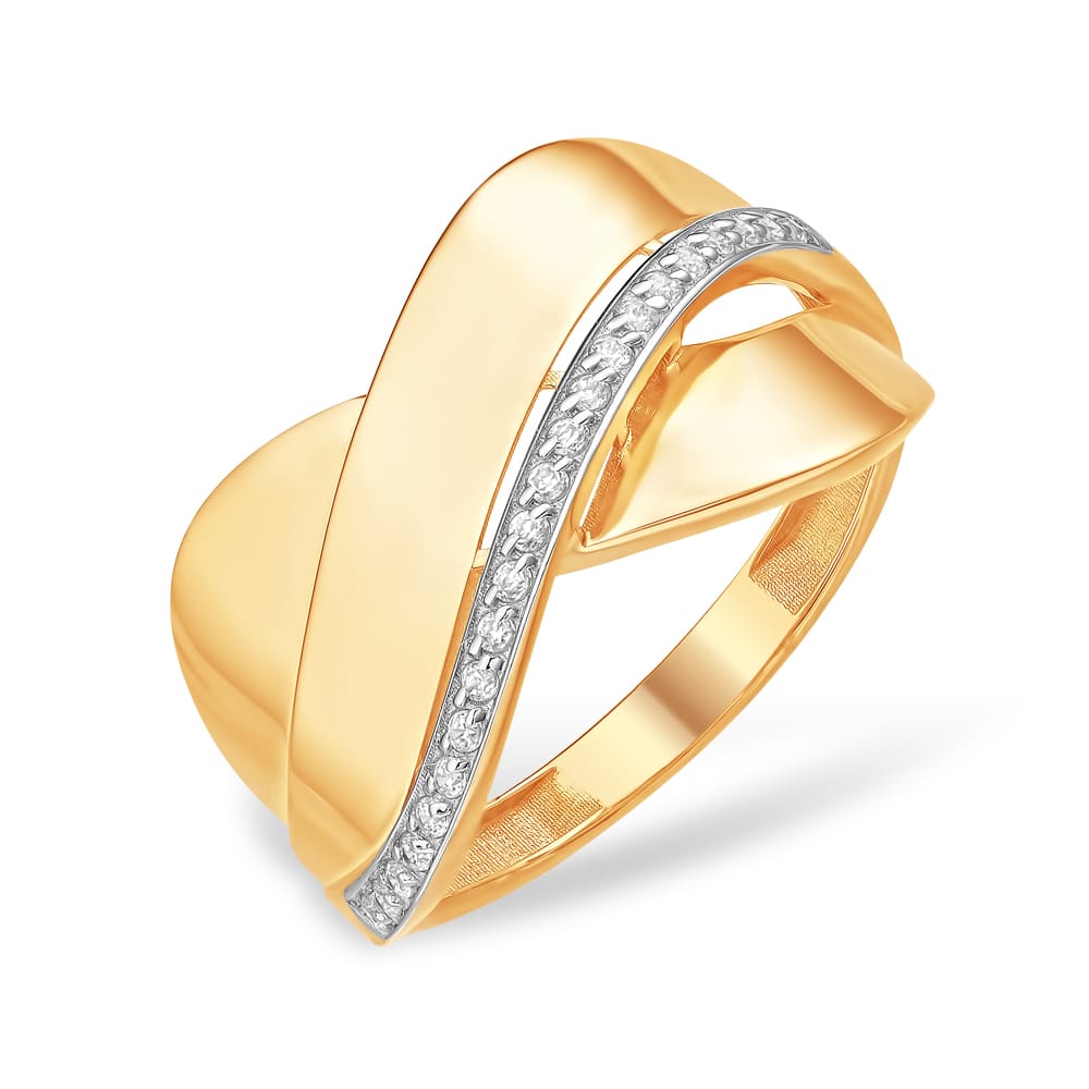 Кольцо из красного золота с фианитами