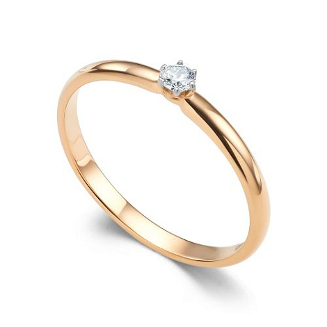 Кольцо помолвочное из красного золота с бриллиантом