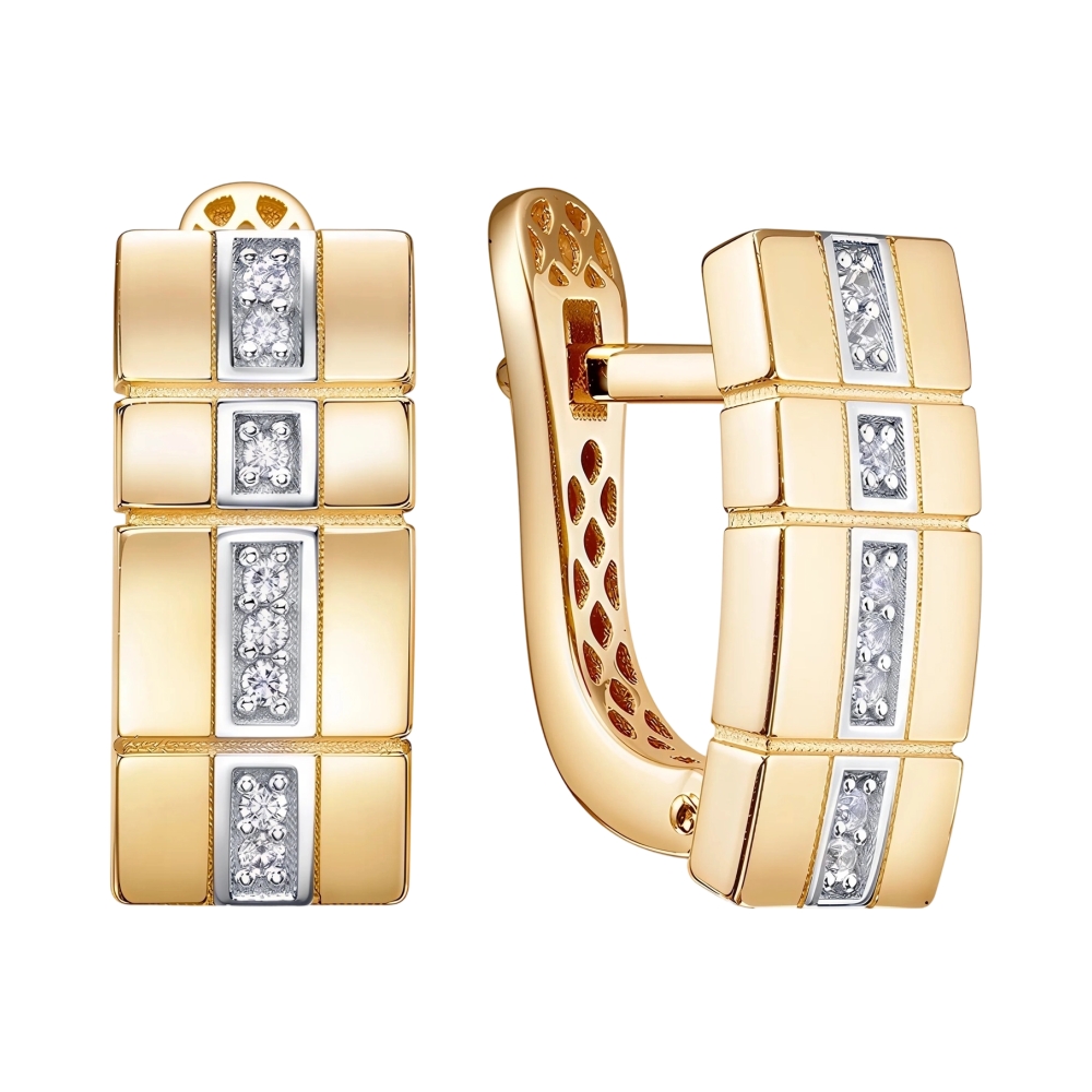 Ювелирное изделие - Серьги из желтого золота с фианитами в магазине Best-Gold 156875
