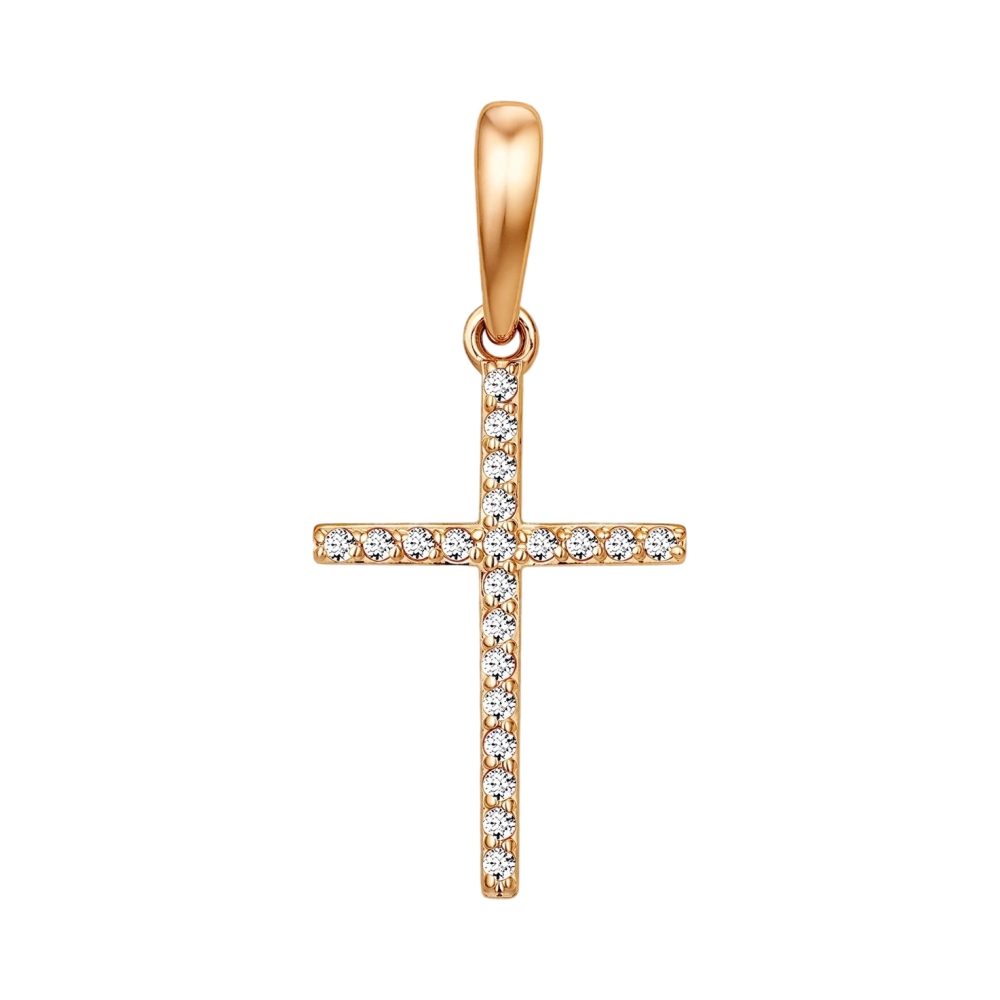 Ювелирное изделие - Крест из красного золота с бриллиантами в магазине Best-Gold 030951