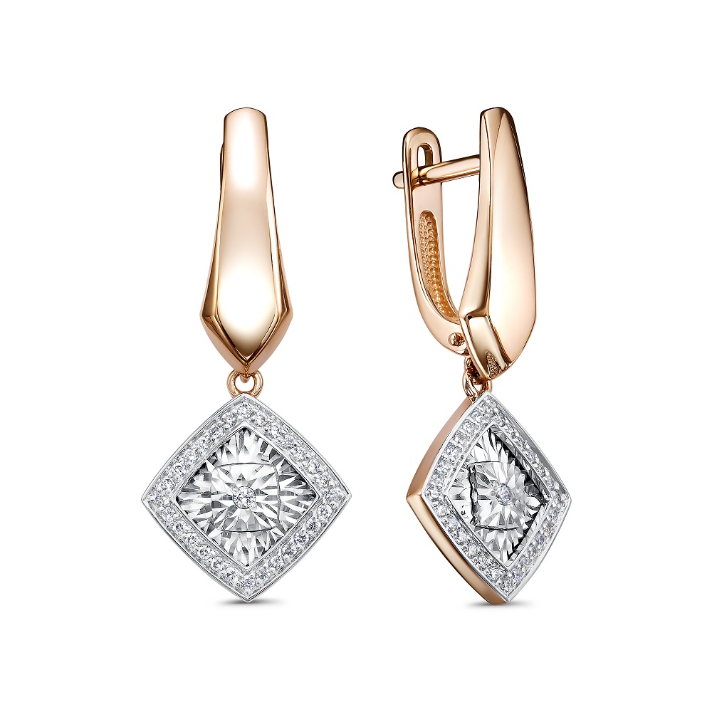 Ювелирное изделие - Серьги из красного золота с бриллиантами в магазине Best-Gold 149365