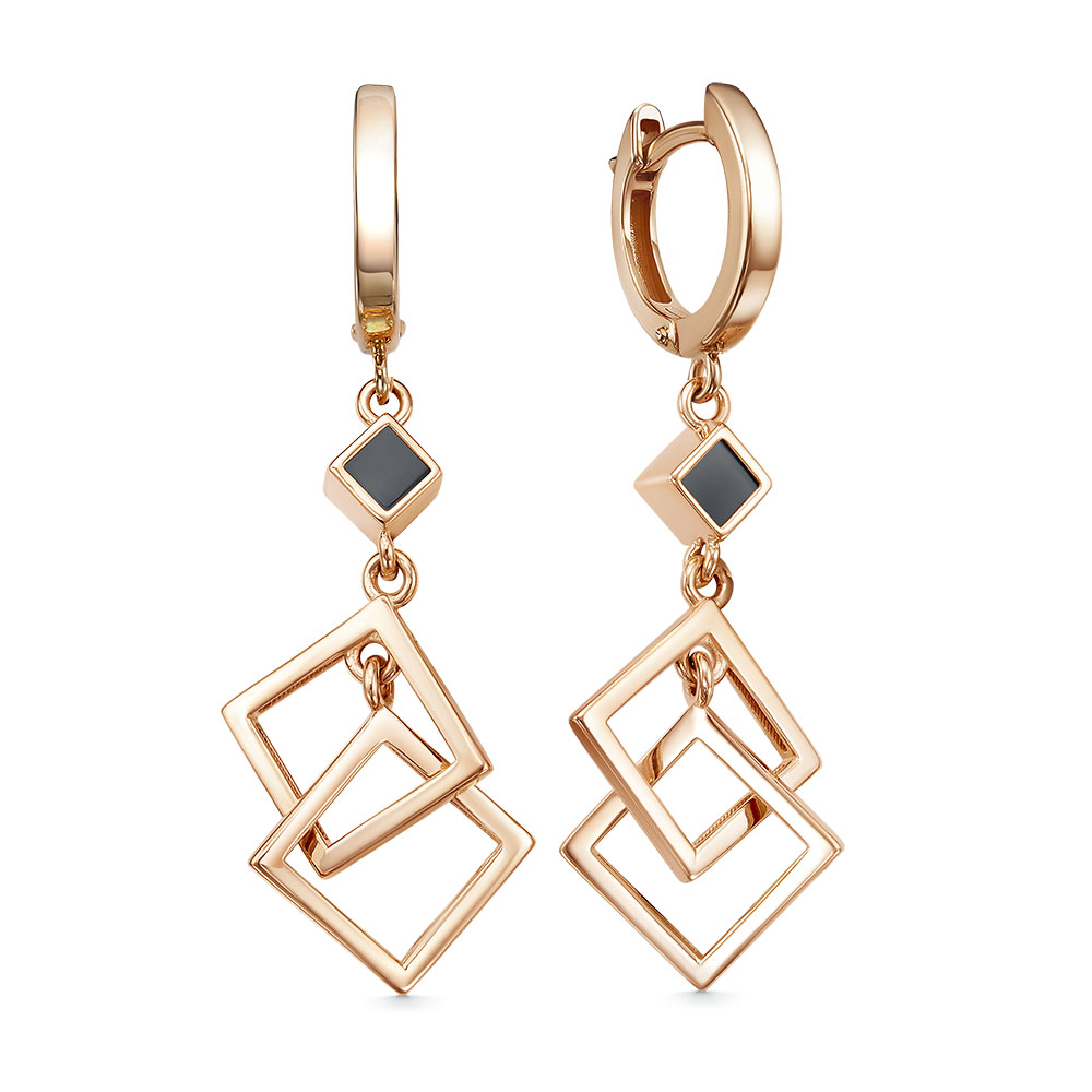 Ювелирное изделие - Серьги из красного золота с ониксом в магазине Best-Gold 147669