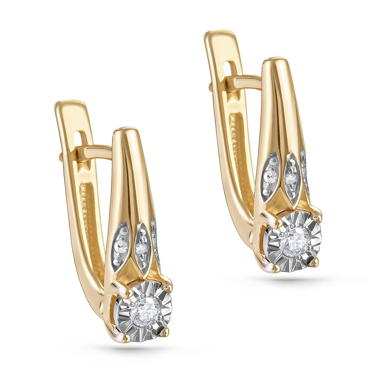 Ювелирное изделие - Серьги из желтого золота с бриллиантами в магазине Best-Gold 154964