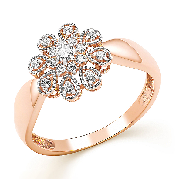 Кольцо из желтого золота с фианитами