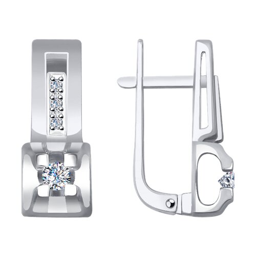 Ювелирное изделие - Серьги из белого золота с бриллиантами в магазине Best-Gold 141633