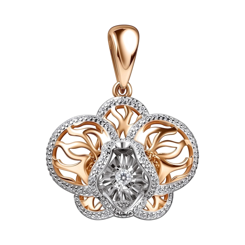 Ювелирное изделие - Подвеска из красного золота с бриллиантами в магазине Best-Gold 156961