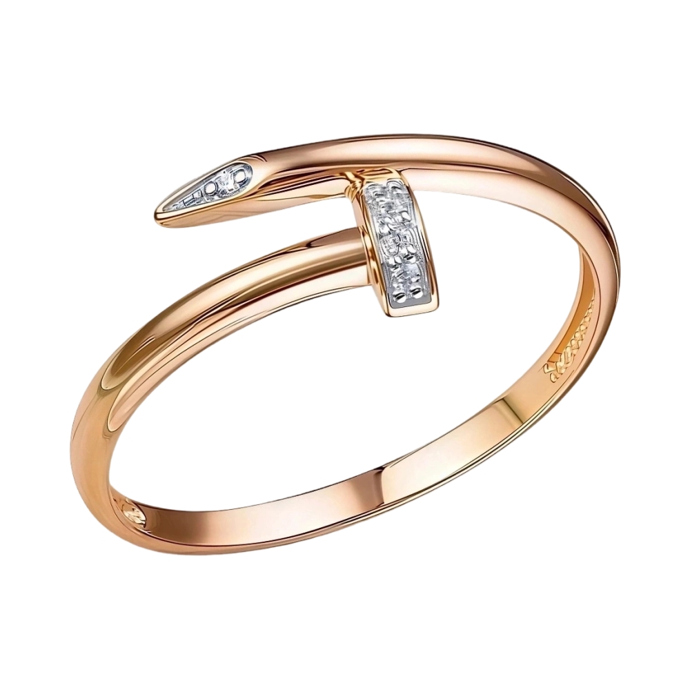 Кольцо из красного золота с фианитами