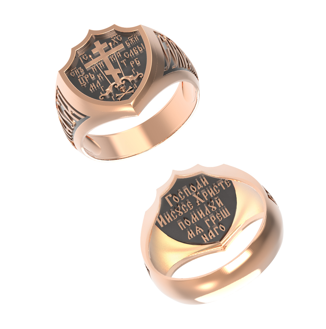 Печатка мужская из красного золота