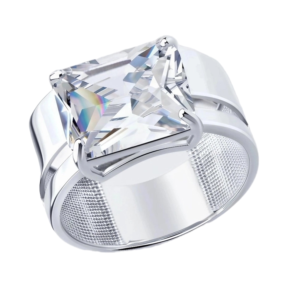 Ювелирное изделие - Кольцо из серебра с фианитом в магазине Best-Gold 152783