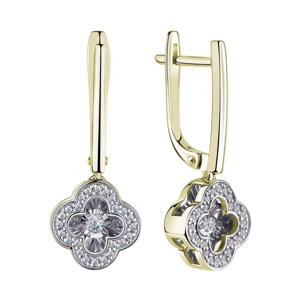 Ювелирное изделие - Серьги из желтого золота с бриллиантами в магазине Best-Gold 157309