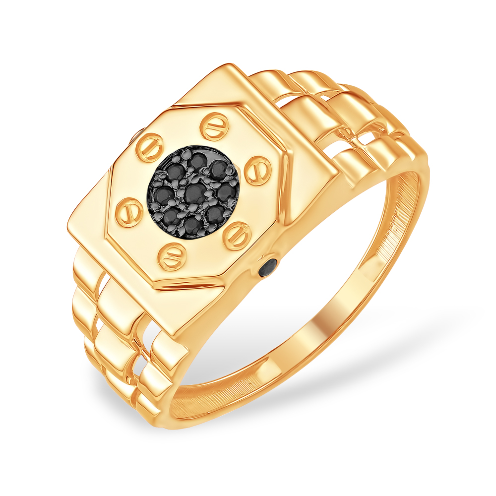 Печатка из красного золота с фианитом