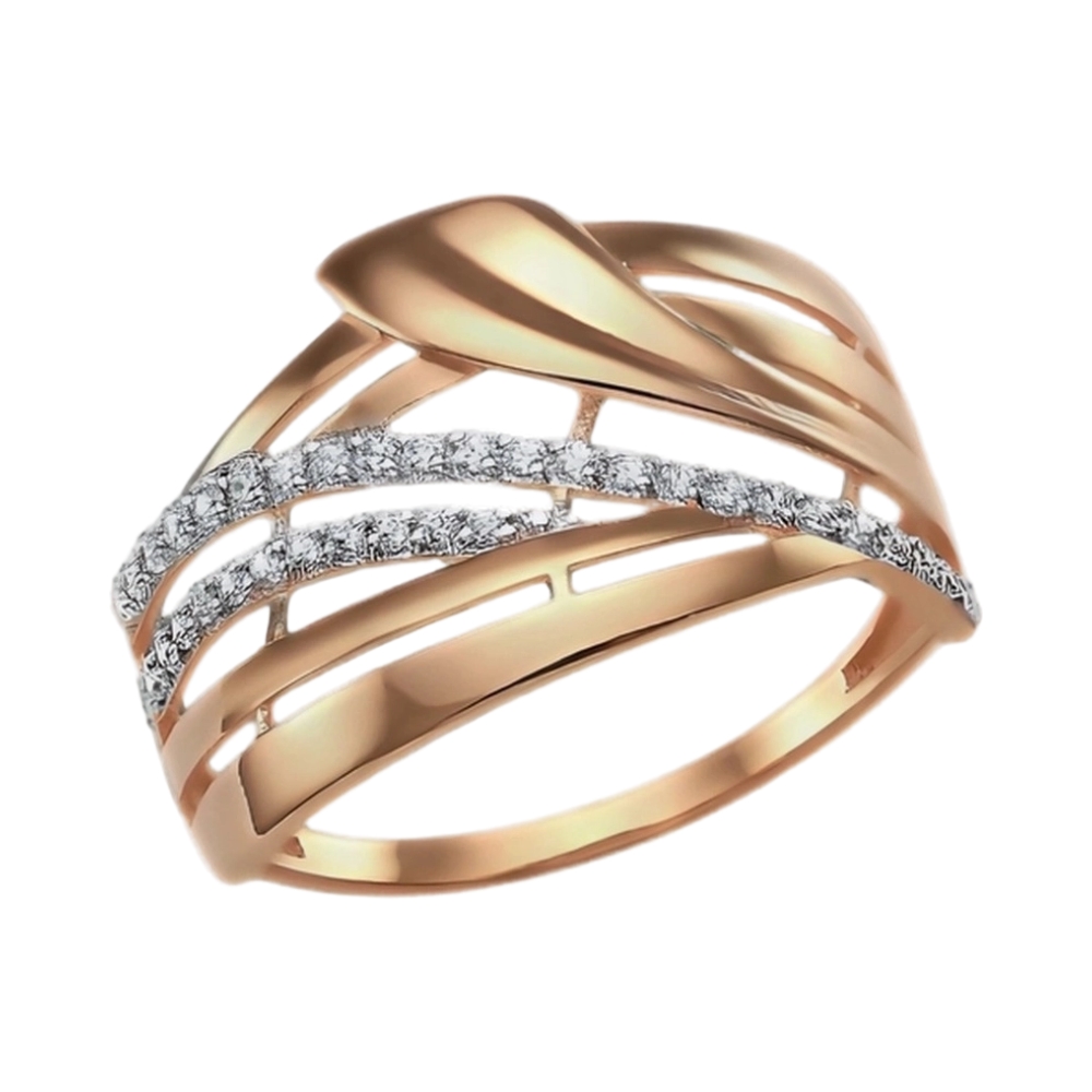 Ювелирное изделие - Кольцо из красного золота с фианитами в магазине Best-Gold 143671